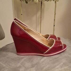 MICHAEL Michael Kors Red Patent Wedges